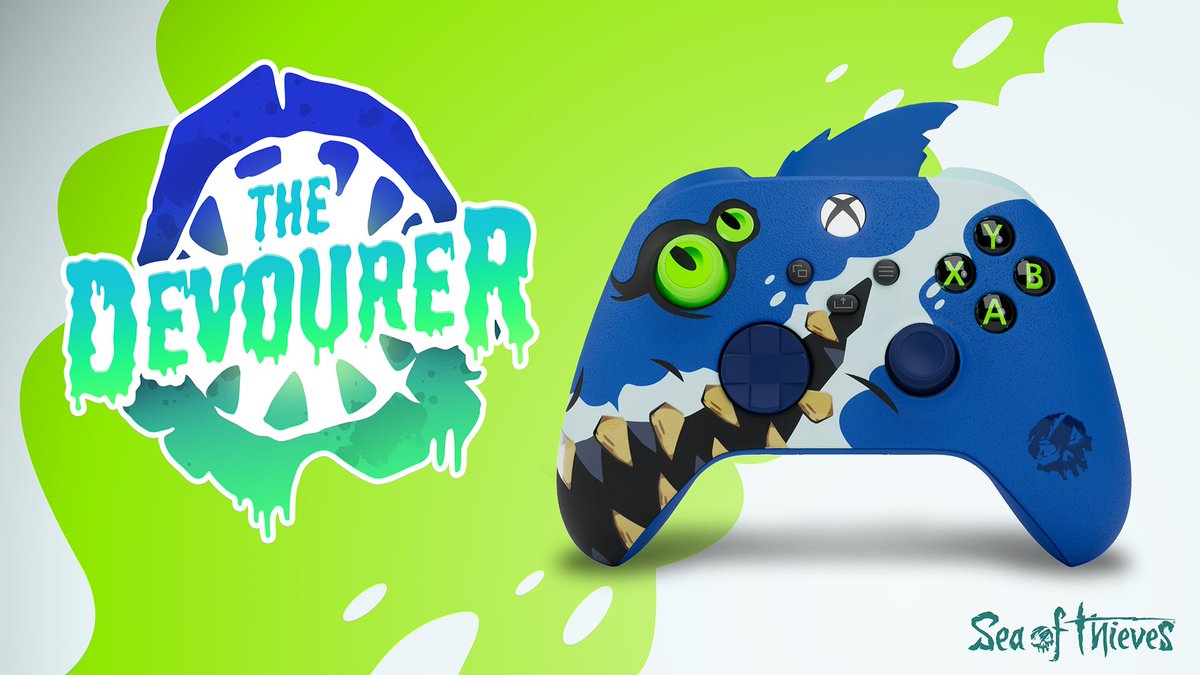 Ever wonder what a Megalodon crossed with an Xbox controller would look like? Eyes down. Want one? Five of these extremely limited-edition Sea of Thieves ‘The Devourer’ controllers are available via Microsoft Rewards Sweepstakes! Learn more and enter: aka.ms/DevourerSweeps…