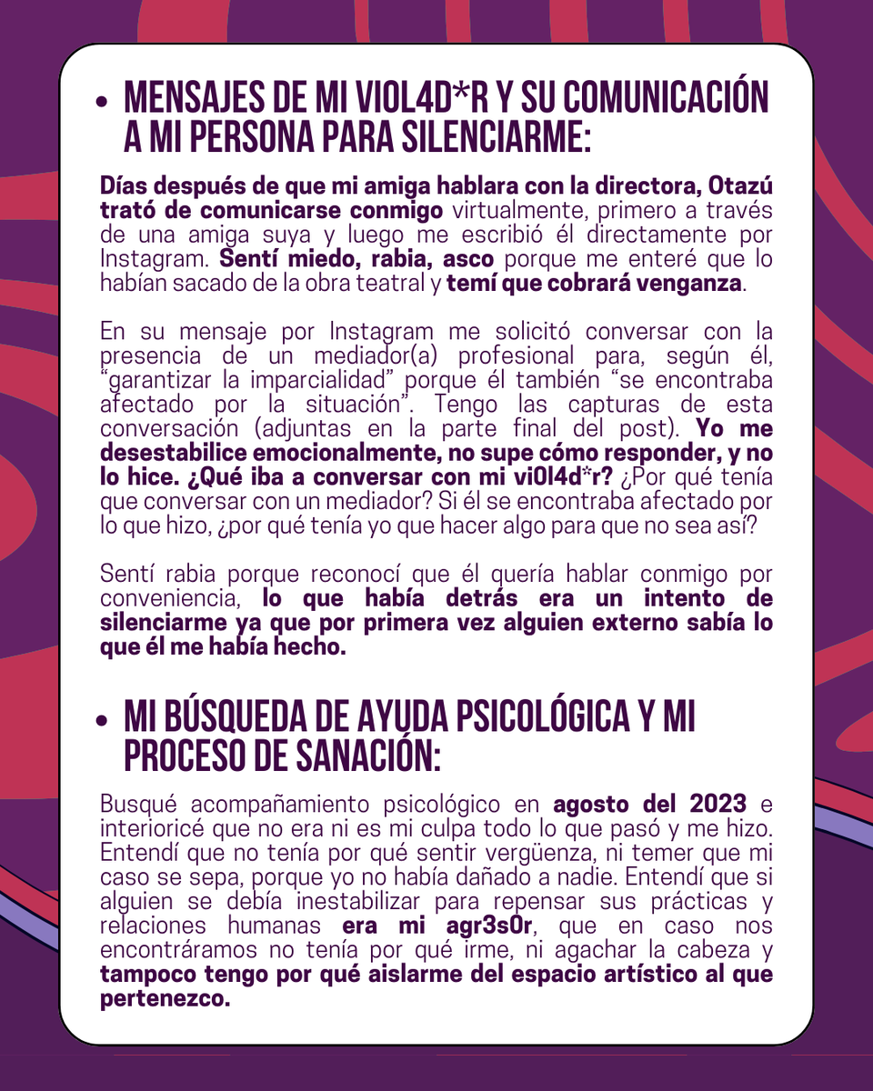 MujerProle_peru's tweet photo. ❗A través de esta denuncia pública, buscamos alertar a otras mujeres sobre los peligros que representa DAVID OTAZÚ, un agresor que hasta hoy no se reconoce como viol4d*r s3xu4l. https://t.co/MFLoHUVzjL