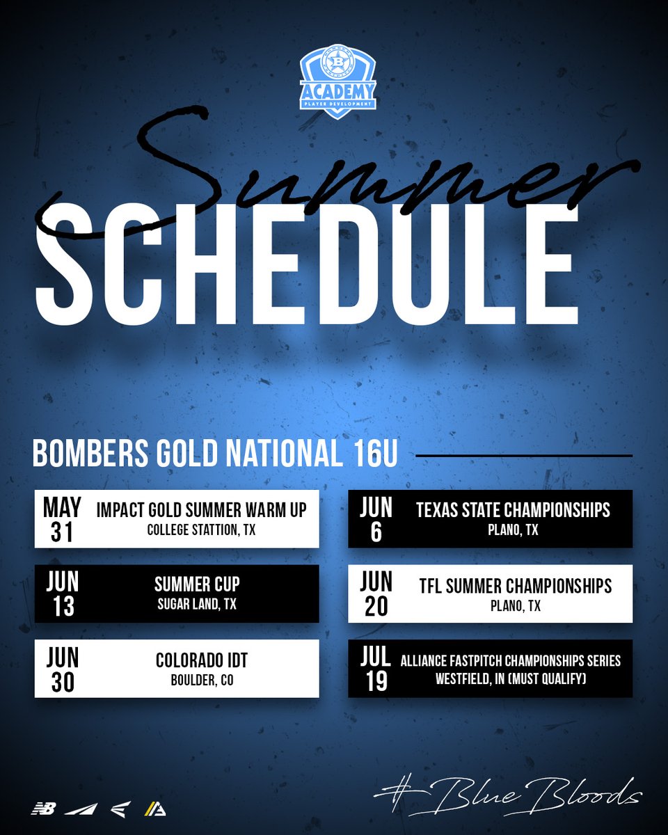 Check out Bombers Gold National 16u 2025 Summer Schedule! #Bluebloods #bombernation