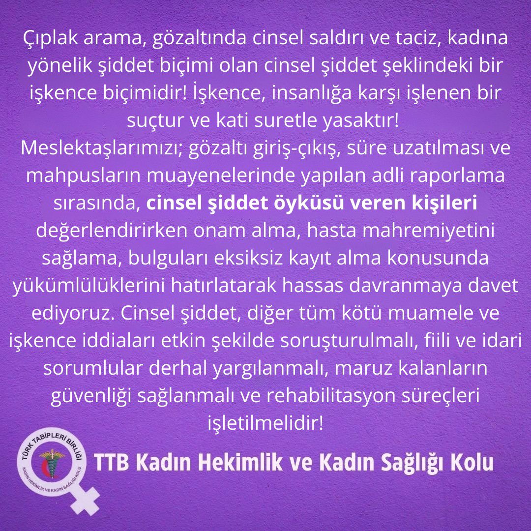 Gözaltında cinsel şiddete ilişkin hekim tutumuna dair
👇🏼