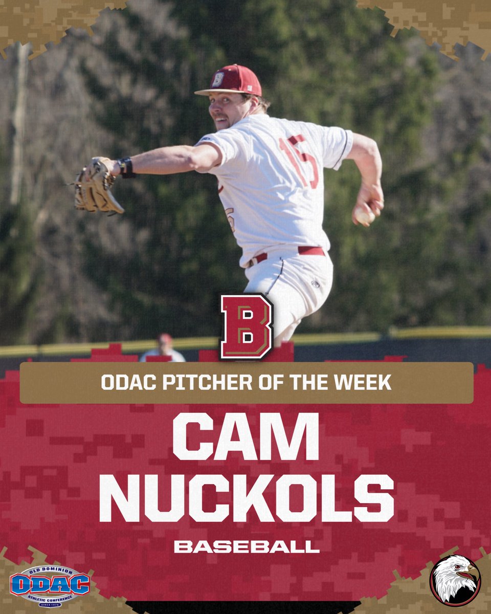 CAM NUCKOLS🗣️

<a href="/BwaterBaseball/">Bridgewater Baseball</a> Cam Nuckols has been awarded ODAC Pitcher of the Week after tossing a complete game shutout against Averett!

#BleedCrimson #GoForGold 

🔗 tinyurl.com/4hfcucxu