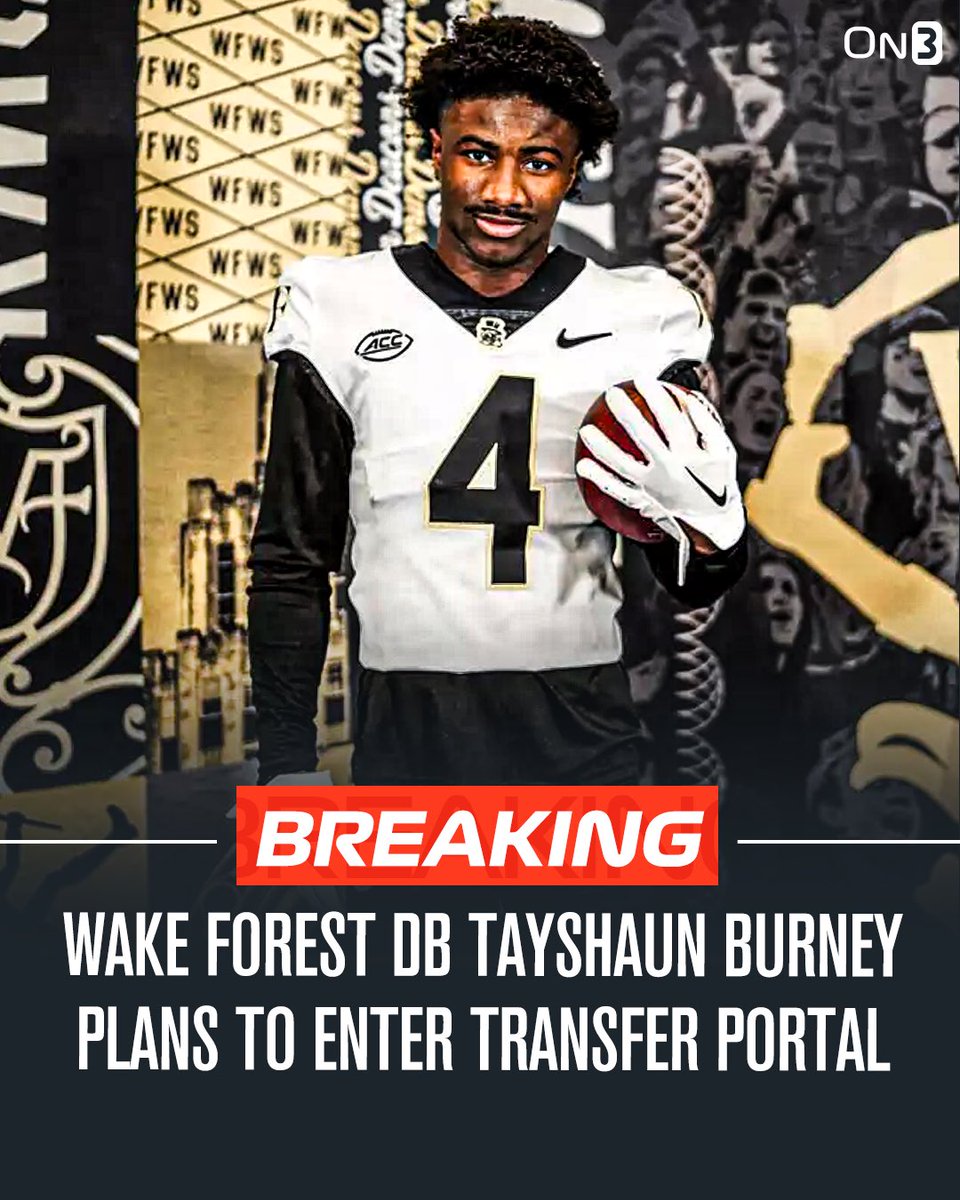 NEW: Wake Forest DB Tayshaun Burney plans to enter the NCAA Transfer Portal, <a href="/Hayesfawcett3/">Hayes Fawcett</a> reports.

on3.com/db/tayshaun-bu…