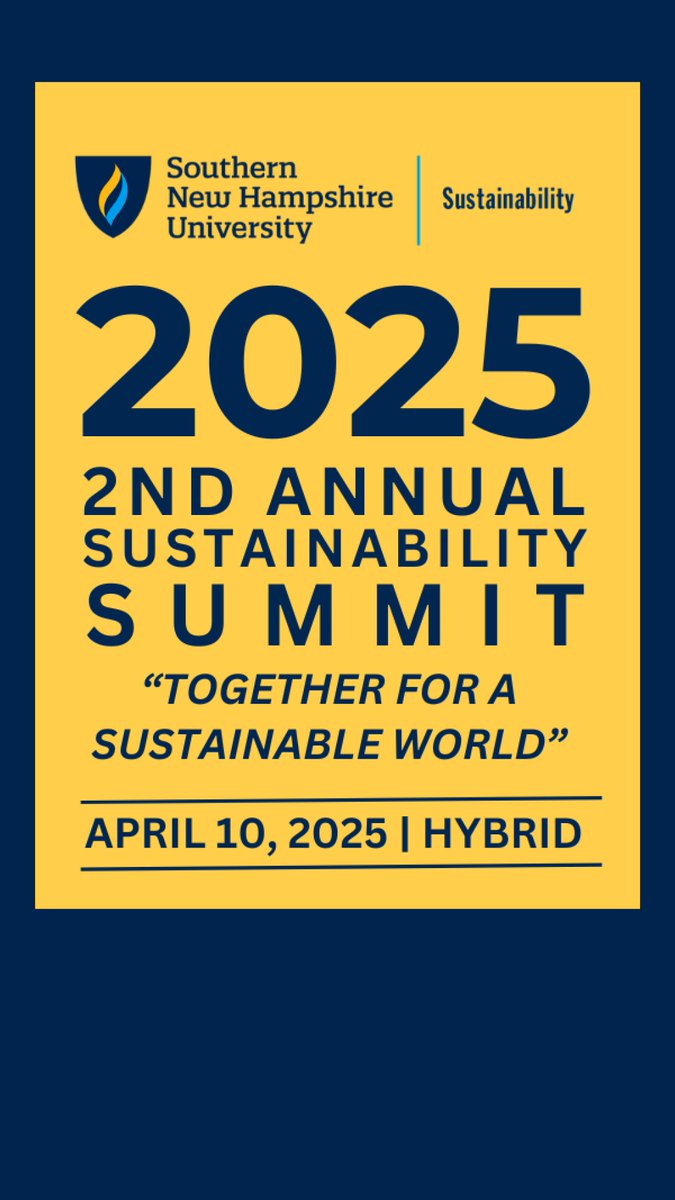 Join us for the 2025 Sustainability Summit  on April 10th! 🌍🌱Don’t miss out on this opportunity to learn, connect, and take action for a sustainable future. Click here to register today! bit.ly/4lhqcUS <a href="/SNHU/">SNHU</a> <a href="/SNHUalumni/">SNHU Alumni</a> #snhu #sustainability