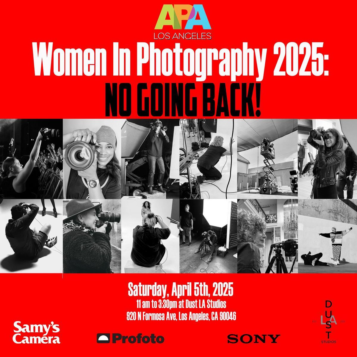 APA LA Women in Photography April 5, 2025 Open to all to attend - two panel discussions, one with those who hire photographers and the other with photographers.  Lunch and social time in between.
<a href="/Duststudiosla1/">Dust Studios LA</a>
apanational.org/events/apa-la-