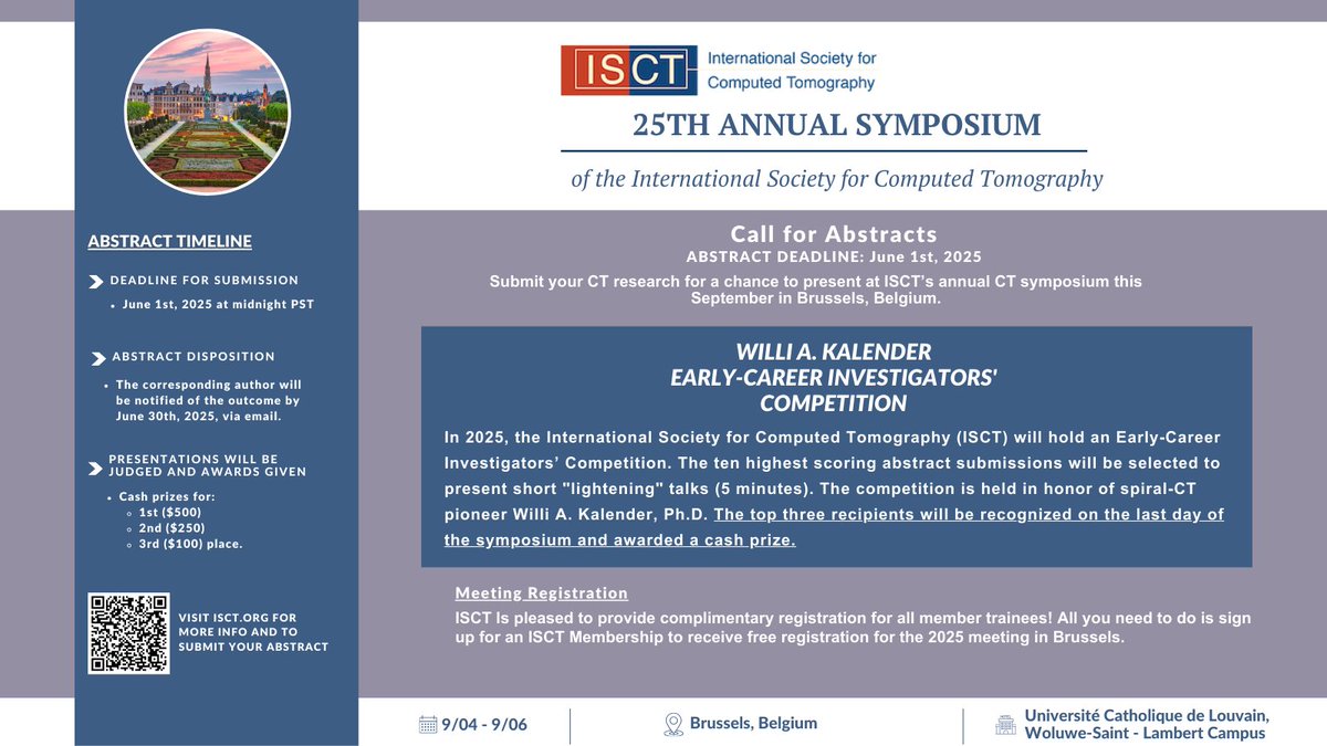 🚨 Call for Abstracts at ISCT25 Are you pushing the boundaries of CT imaging? Share your research with the global CT community at ISCT 2025! Submit your abstract now: isct.org #CTImaging #MedicalResearch #Radiology #RadTech #Radiographer #EarlyCareerResearchers