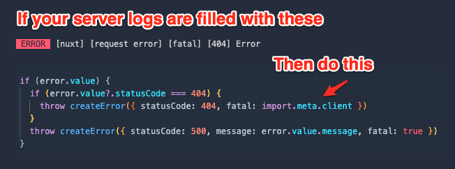 JoshDeltener's tweet image. If you don&apos;t want to see 404s in your #nuxtjs server logs, then do this.