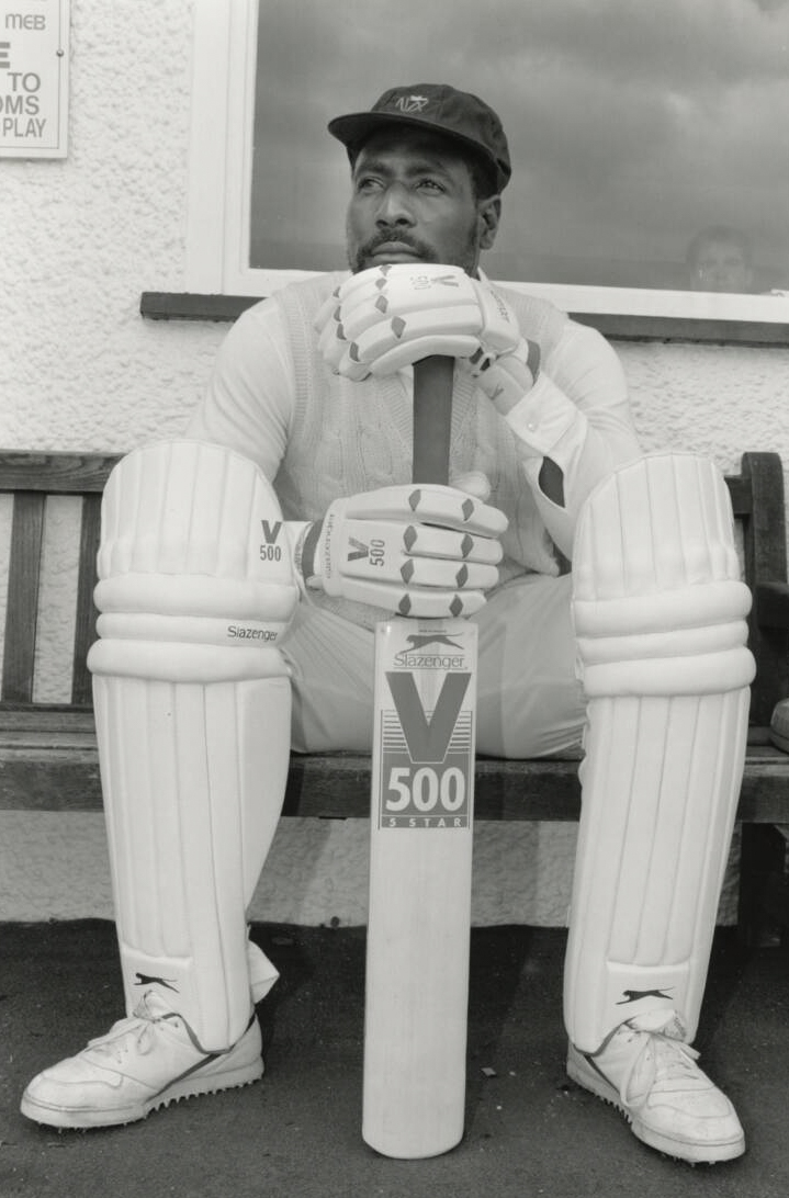 A reflective Viv Richards in his final season of first-class cricket at Glamorgan. Aged 41, he bowed out on top with 1235 runs at 47.50. His last first-class innings typified his career as he thumped 83 in 61 minutes v Kent at Canterbury