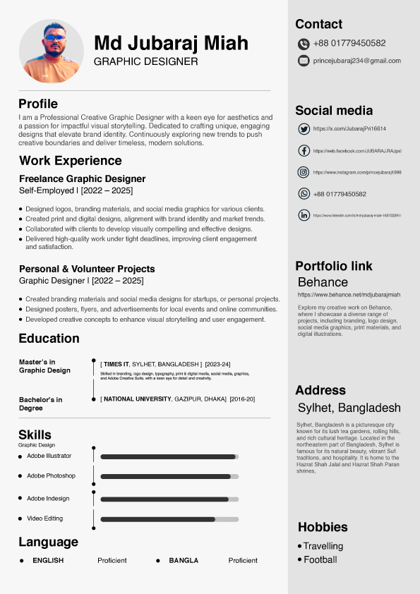 My professional CV!!
#ProfessionalCV #ResumeDesign #ModernCV #CreativeResume #CVTemplate #JobWinningCV #ResumeMaker #GraphicCV #MinimalCV #CVExperts