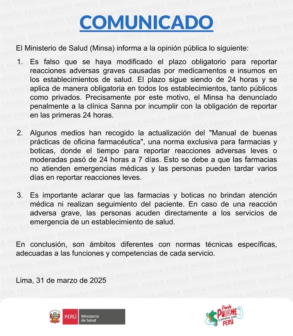 🔴 El Ministerio de Salud informa lo siguiente: