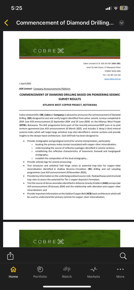 @SunRayTA (@sunrayta1) on Twitter photo Less than 1 month after $CBE forge a $40m partnership with $BHP they are already drilling prospective tier 1 #copper at Kitlanya West. If <a href="/CobreLimited/">COBRE LIMITED</a> is correct in their thesis for copper contained in the margins it will be a good day for the KCB. Less than 1 month after $CBE forge a $40m partnership with $BHP they are already drilling prospective tier 1 #copper at Kitlanya West. If <a href="/CobreLimited/">COBRE LIMITED</a> is correct in their thesis for copper contained in the margins it will be a good day for the KCB.