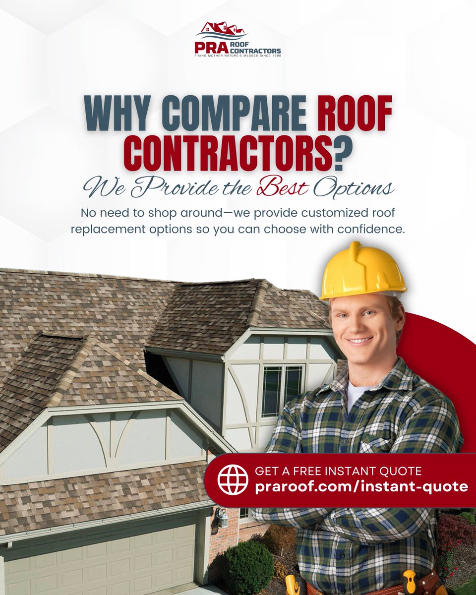 Don’t waste time comparing contractors—we provide you with 3 replacement options upfront! From budget-conscious to premium upgrades, our InstaQuote gives you the flexibility and transparency you need to make the right choice. 
Try our Instant Quote at praroof.com/instant-quote