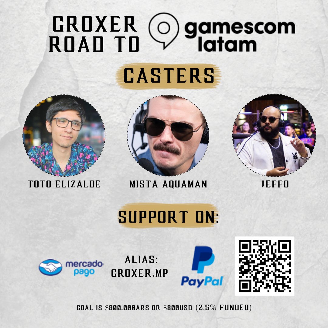 Toto (@totonoelizalde) on Twitter photo Crowdfund stream next saturday!
✈️ Help us fly <a href="/Groxer227972/">Groxer</a> and his bro to Pro Kompetition 🇧🇷, we're only at 2.5% of our goal!
🔥 Sets vs <a href="/RewindNV/">PAR | Rewind</a>, <a href="/Chocolate_fgc/">Chocolate2383</a>, <a href="/_AgamottosEye/">T7G | Agamotto's Eye</a> & more
🎙️ Commentary by <a href="/MistaAquaman/">MistaAquaman</a>, <a href="/JeffoConDobleF/">Jeffo</a> & yours truly (English and Spanish) Crowdfund stream next saturday!
✈️ Help us fly <a href="/Groxer227972/">Groxer</a> and his bro to Pro Kompetition 🇧🇷, we're only at 2.5% of our goal!
🔥 Sets vs <a href="/RewindNV/">PAR | Rewind</a>, <a href="/Chocolate_fgc/">Chocolate2383</a>, <a href="/_AgamottosEye/">T7G | Agamotto's Eye</a> & more
🎙️ Commentary by <a href="/MistaAquaman/">MistaAquaman</a>, <a href="/JeffoConDobleF/">Jeffo</a> & yours truly (English and Spanish)
