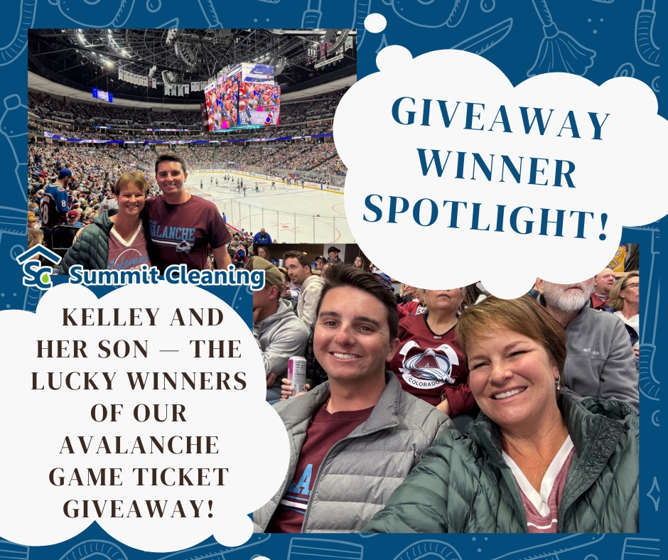 SummitCleanning's tweet image. Meet Kelley and her son — the lucky winners of our Avalanche game ticket giveaway! 💙 They had an unforgettable night cheering on the Avs from amazing seats, and we couldn’t be happier that the tickets went to such awesome fans!