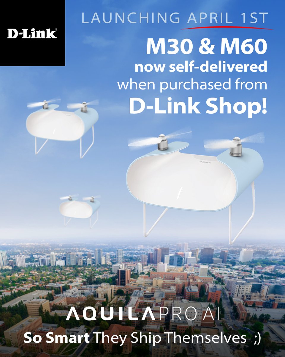 D-Link USA (@dlink) on Twitter photo Routers so SMART they ship themselves!  Just kidding (for now). Don’t be fooled this April 1st & miss out on saving 10% at D-Link Shop.  Just use coupon code APRIL1 at checkout. bit.ly/4iMvR3f  #WIFI #AprilFools #FreeShipping #aquilaproai Routers so SMART they ship themselves!  Just kidding (for now). Don’t be fooled this April 1st & miss out on saving 10% at D-Link Shop.  Just use coupon code APRIL1 at checkout. bit.ly/4iMvR3f  #WIFI #AprilFools #FreeShipping #aquilaproai