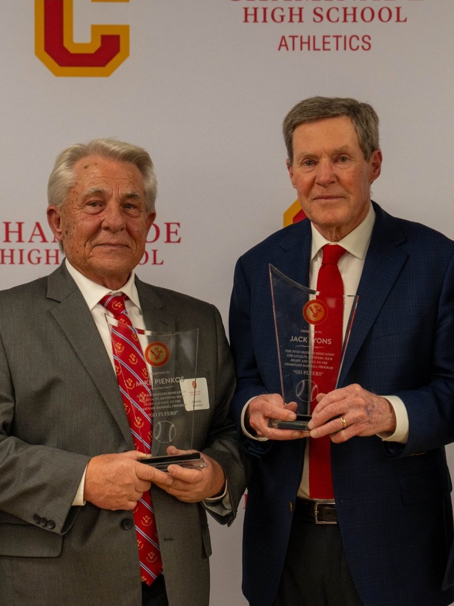 metroBASEBALL (@metrobaseball) on Twitter photo #MentorMondays Cap tip to two of the all-time greats: <a href="/Chaminade_HS/">Chaminade High School</a> HC Mike Pienkos and Assistant Jack Lyons, who recently retired after... wait for it!... 45 years with the Flyers, including 14 championships! Some big cleats to fill, and thank you for your service, gentlemen! #MentorMondays Cap tip to two of the all-time greats: <a href="/Chaminade_HS/">Chaminade High School</a> HC Mike Pienkos and Assistant Jack Lyons, who recently retired after... wait for it!... 45 years with the Flyers, including 14 championships! Some big cleats to fill, and thank you for your service, gentlemen!