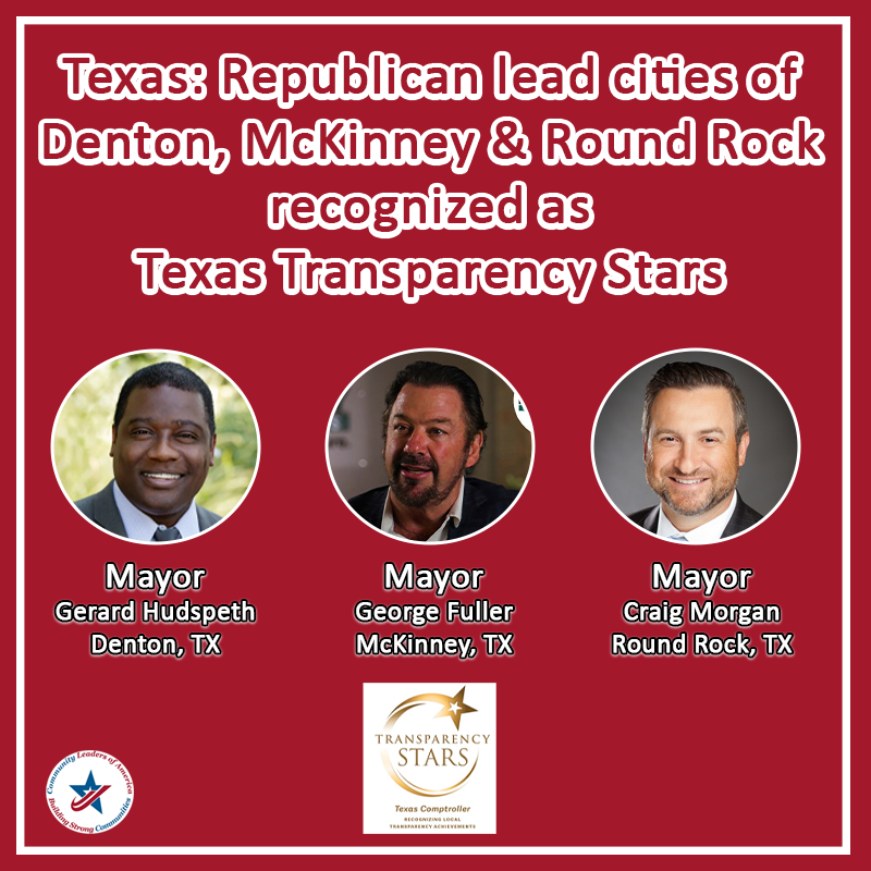 Texas Comptroller Glenn Hegar Celebrating Texas Transparency Trailblazers: These Republican lead cities are "Six-Star Trailblazers".  “It's important because it's public dollars. Everything we do is funded with public dollars and/or ratepayer dollars, so to make sure we're open