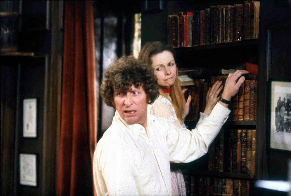 Tom Baker and Lalla Ward during "Shada". #TomBaker #DoctorWho #FourthDoctor