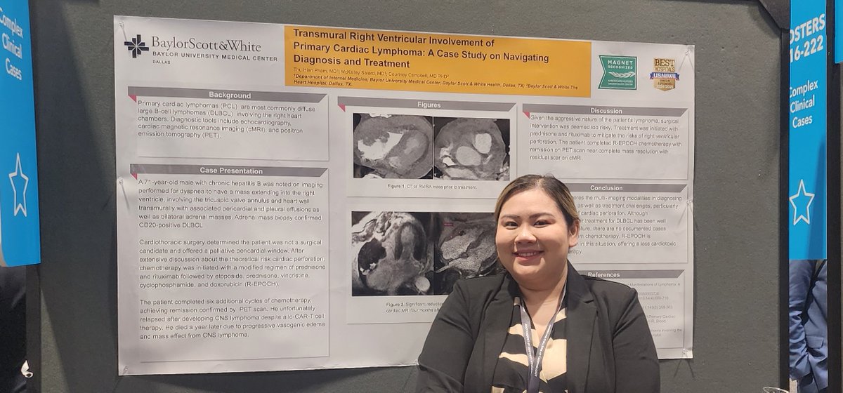 Courtney M. Campbell (@campbellmdphd) on Twitter photo Proud of <a href="/bswhealth_DFW/">Baylor Scott & White Dallas-Fort Worth</a> internal medicine resident, Dr. Hien Pham! She presented our case "Transmural Right Ventricular Involvment of Primary Cardiac ❤️ Lymphoma: A Case Study on Navigating Diagnosis & Treatment" Proud of <a href="/bswhealth_DFW/">Baylor Scott & White Dallas-Fort Worth</a> internal medicine resident, Dr. Hien Pham! She presented our case "Transmural Right Ventricular Involvment of Primary Cardiac ❤️ Lymphoma: A Case Study on Navigating Diagnosis & Treatment"