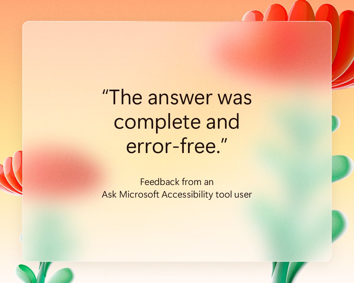 Accessibility questions? Ask Microsoft Accessibility just might have the answer.  The Bing AI-powered tool can help find information about accessibility features of Microsoft products and services.  msft.it/6010qoOU8 #AIForAccessibility