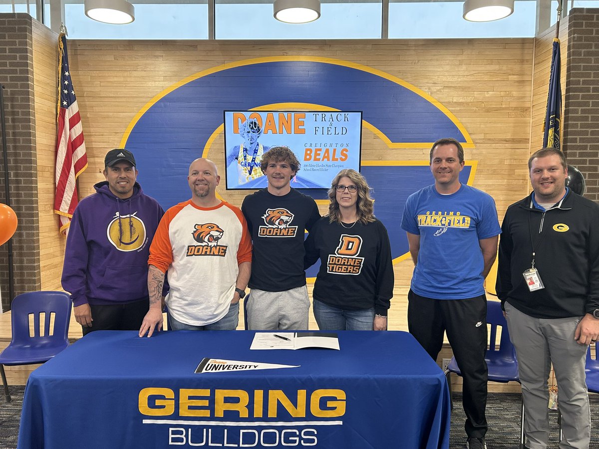 Today at Gering it was 2024 track and field state champion hurdler Creighton Beals signing with Doane University to continue his T&amp;F career. <a href="/GeringBulldogs/">Gering Bulldogs</a> #nebpreps