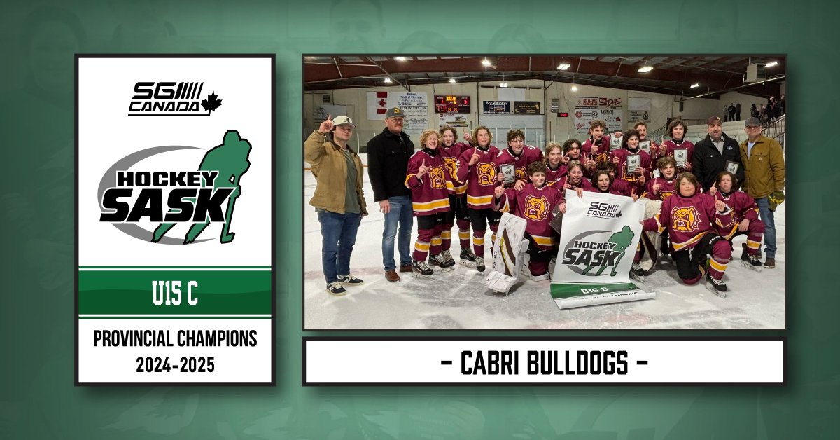 🏆 <a href="/SGI_CANADA/">SGI CANADA</a> PROVINCIAL PLAYOFFS CHAMPION

DIVISION ➡️ UNDER-15 C
TEAM ➡️ CABRI BULLDOGS

In a thrilling 4th-round playoff showdown, the Outlook Ice Hawks and Cabri Bulldogs battled fiercely, with Cabri securing their first-ever title after a decisive Game 2 victory.