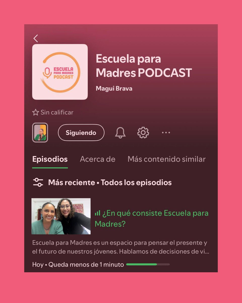 🎧✨ ¡Ya estamos en Spotify!
Escuela para Madres llega a esta plataforma para acompañarte en el camino de educar, orientar y entender mejor a nuestros jóvenes 👇 
🟢 Encuentra nuestro canal en Spotify como: Escuela para Madres
🔗 open.spotify.com/episode/3dJ5M5…

#PodcastEducativo
