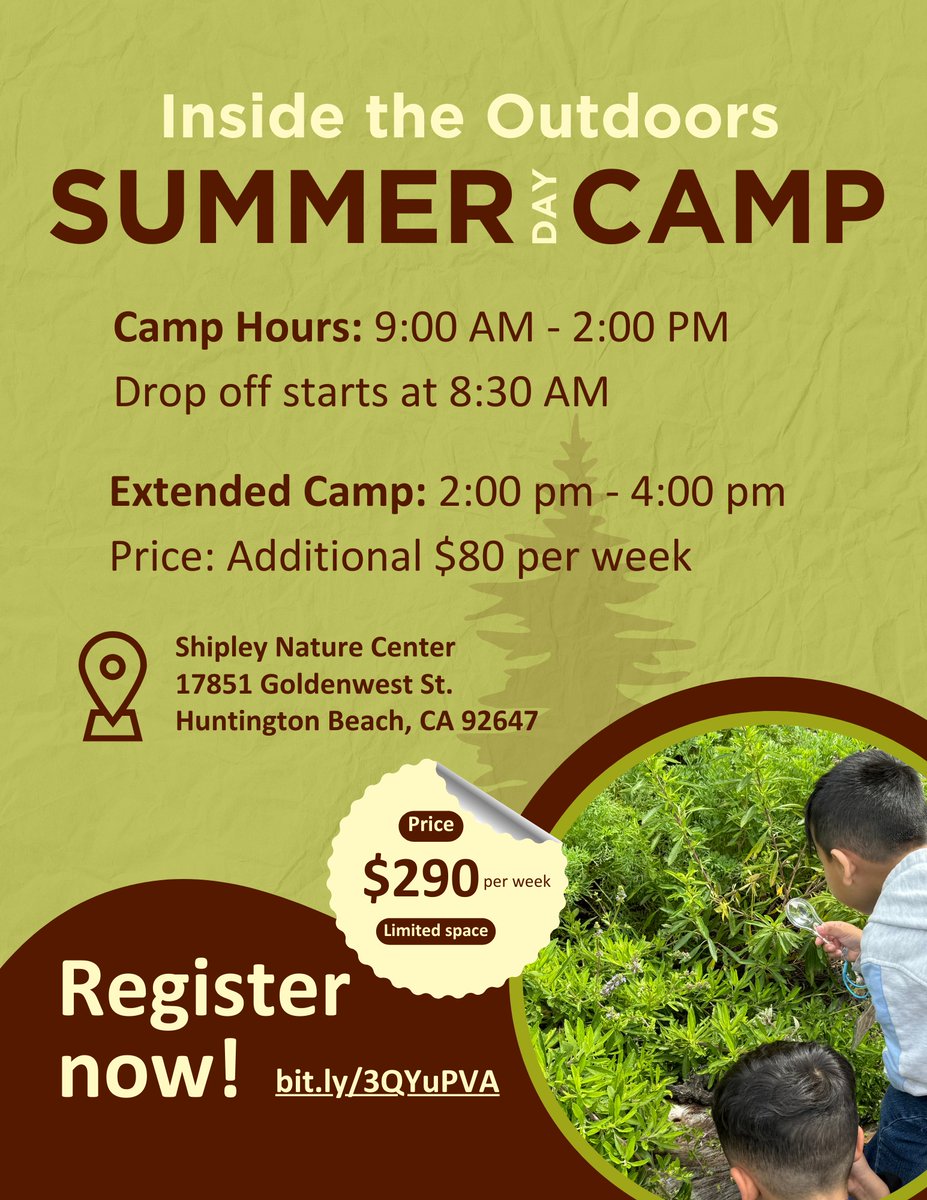 OCDE (@ocdeptofed) on Twitter photo Looking for a fun and educational way to keep your child engaged this summer? Look no further than <a href="/ITOFoundation/">Inside the Outdoors</a>’s Summer Day Camp, where campers will learn about various aspects of nature through camp songs, skits, games and activities.
More info: ow.ly/Ze4C50VrXsq Looking for a fun and educational way to keep your child engaged this summer? Look no further than <a href="/ITOFoundation/">Inside the Outdoors</a>’s Summer Day Camp, where campers will learn about various aspects of nature through camp songs, skits, games and activities.
More info: ow.ly/Ze4C50VrXsq