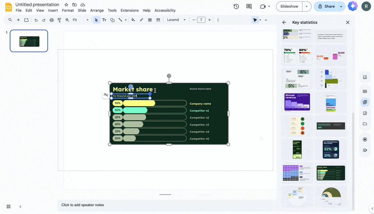 appsatori's tweet image. 🆕Google Prezentace má nový boční panel! 🎨 Šablony, generování obrázků, stavební bloky a další designové prvky na jednom místě. Tvořte prezentace rychleji a profesionálněji. 
#GoogleSlides #Design