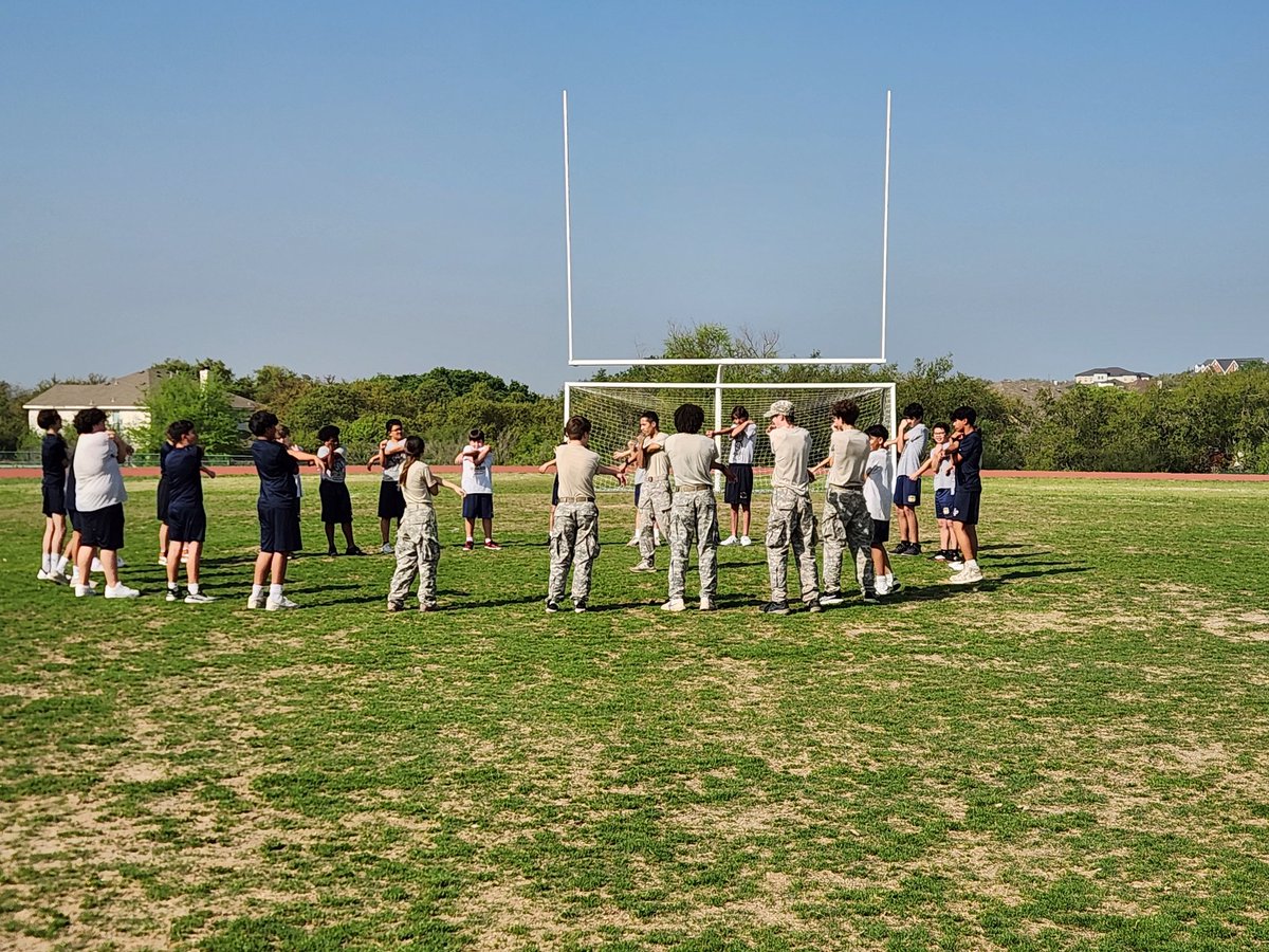 The <a href="/ReaganJROTC/">Reagan JROTC</a> came to Lopez and did PT with our PE Students, Pre- STUDENT-athletes, and our STUDENT-athletes! Everyone got a great workout today and learned more about what it takes to be a part of JROTC at Reagan. #HUNTASONE <a href="/lopezneisd/">LopezLEADS</a> <a href="/reaganwayrhs/">Reagan High School</a> <a href="/NEISD/">North East ISD</a> <a href="/NeisdAthletics/">NEISD ATHLETICS</a>