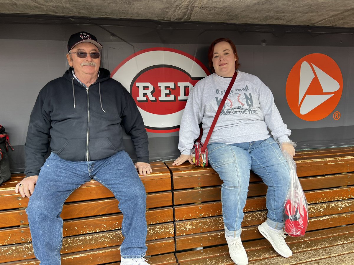 JenniJean17's tweet image. Reds game with Dad! We have pretty good seats and got to go in the dugout on our tour this afternoon.  #SpringBaseball