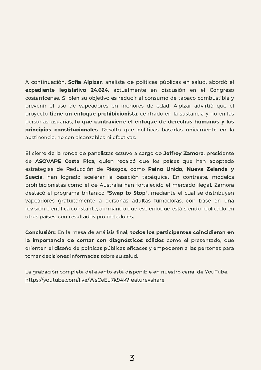 🇨🇷 ¿Puede Costa Rica liderar en la reducción de daños por tabaquismo?
El 27 de marzo se presentó el estudio con la participación de expertos de salud, sociedad civil y organizaciones.
📺 Revive la presentación: youtube.com/live/WsCeEu7k9…
👉 Consulta el comunicado de prensa: