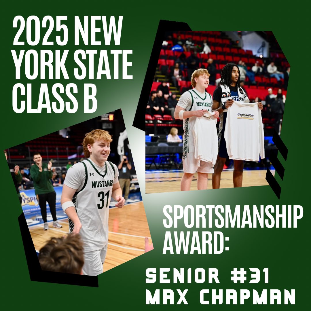 The 2024-2025 New York State Class B Sportsmanship Award:

Max Chapman

Congratulations Max, on being recognized by NYS for demonstrating outstanding sportsmanship. A true team first kid, can’t think of a better recipient for this award. 🐎🏀💪🏼