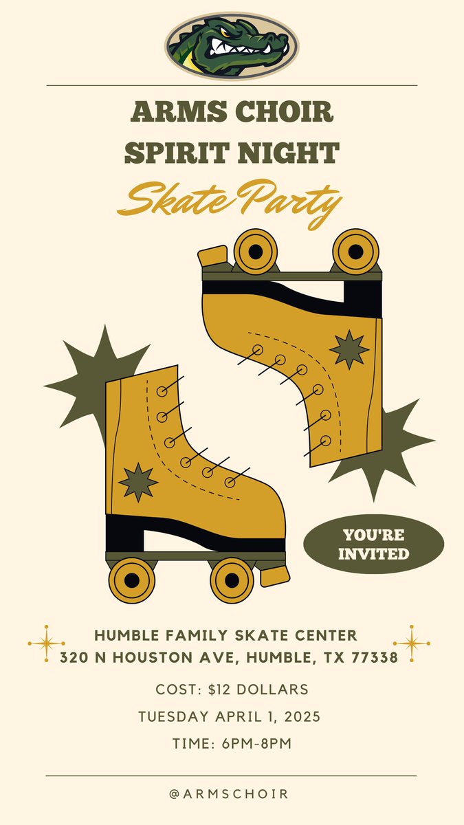 Autumn Ridge Middle School Choir (@armschoir) on Twitter photo Come out to our annual Choir Spirit Skate Night at the Humble Family Skate Center tomorrow night! Check out the flyer for more details on pricing and location!
See you all there!
<a href="/HumbleISD_ARMS/">Autumn Ridge Middle School</a> Come out to our annual Choir Spirit Skate Night at the Humble Family Skate Center tomorrow night! Check out the flyer for more details on pricing and location!
See you all there!
<a href="/HumbleISD_ARMS/">Autumn Ridge Middle School</a>
