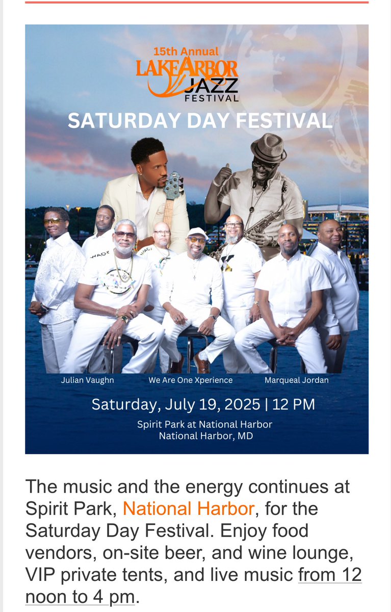 WAOTRIBUTEBAND's tweet image. The True X-Perience World 🌍 Tour Sat July 19th Lake Arbor Jazz Festival 12-4pm it’s gonna be a blast 💥 Get Your Tickets Now! 
lakearborjazz.com/events/saturda…