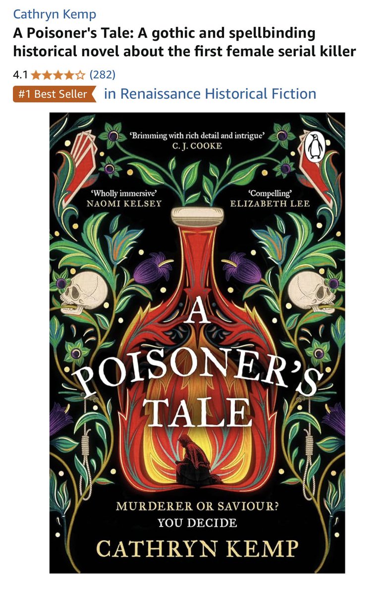 Thank you to everyone who has bought and read #APOISONERSTALE this month on #kindle. It’s had TWO AMAZON BESTSELLER flags - and ends tonight as #1 in Renaissance Historical Fiction. There’s still time to grab a bargain - deal ends midnight #BookTwitter ☠️🔥🥀 #aquatofana