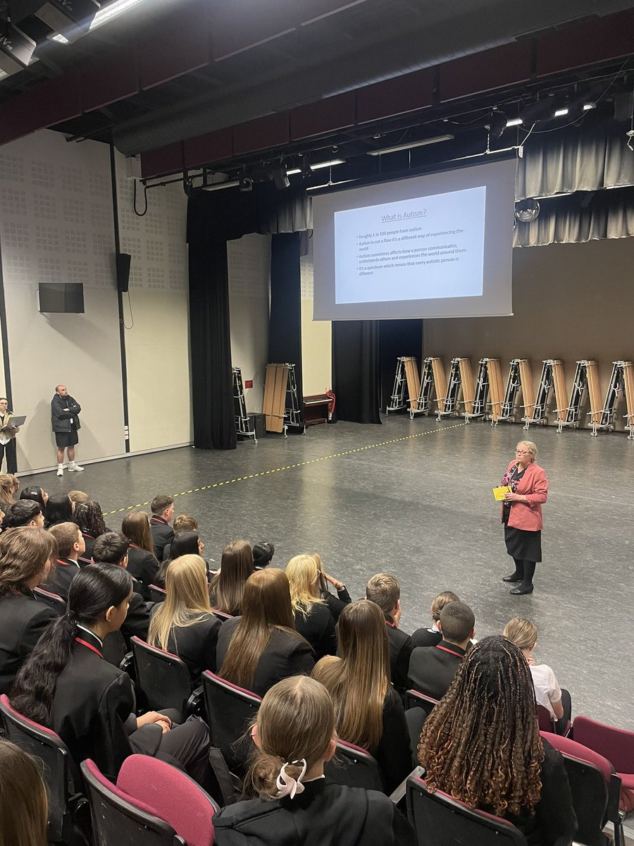 TUESDAY MORNING ASSEMBLY.. Miss Nutting informing the Y9 family around the importance of recognising and celebrating “Autism” and how it really is a “superpower” and should be recognised as a strength ✨💚 #BestYearTeam <a href="/Gospel_Oak_/">Gospel Oak School</a>