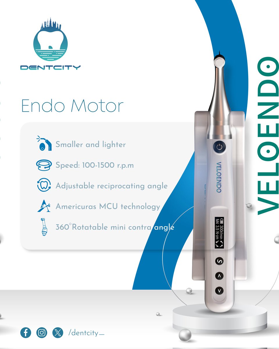 DentCity__'s tweet photo. Take a peek at our Endo motors. 👀🦷
EndoScout 🤍💙
VeloEndo 💙🤍
These motors will enhance dentist's skills in addressing endodontic issues. 🔥

#DentCity
#empowering_dentists 
#enhancing_smiles 

#dentistry #dentistryworld #dentist #viral #dentalhealth #endodontist #endomotor https://t.co/8wJLtjsvFV