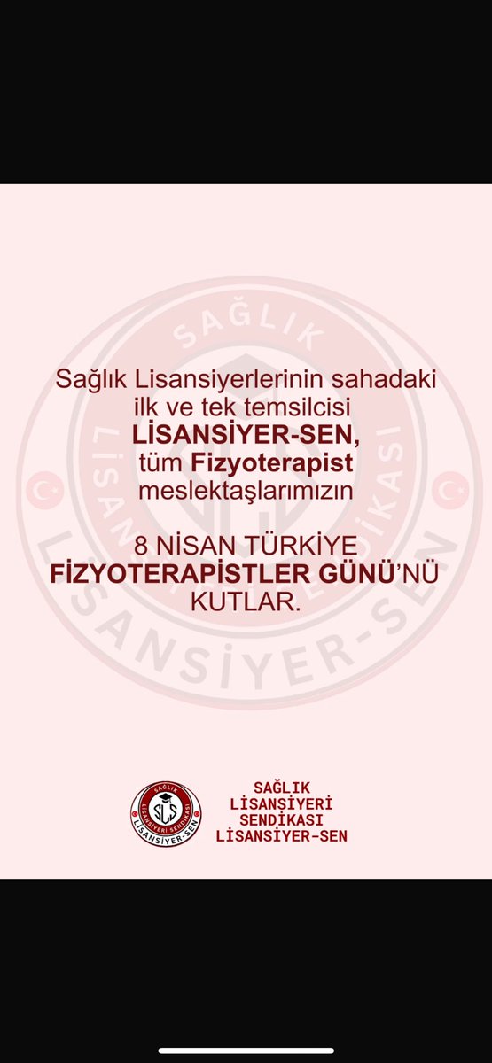 8 Nisan Türkiye Fizyoterapistler Günü kutlu olsun. 

8 Eylül Dünya Fizyoterapistler Günü’ de Sağlık Bakanlığı tarafından takvimde yer verilen günlerden biridir.

Sağlık Lisansiyerlerinin sahadaki ilk ve tek temsilcisi LİSANSİYER-SEN kalitesi ile… 
#fizyoterapistlergünü