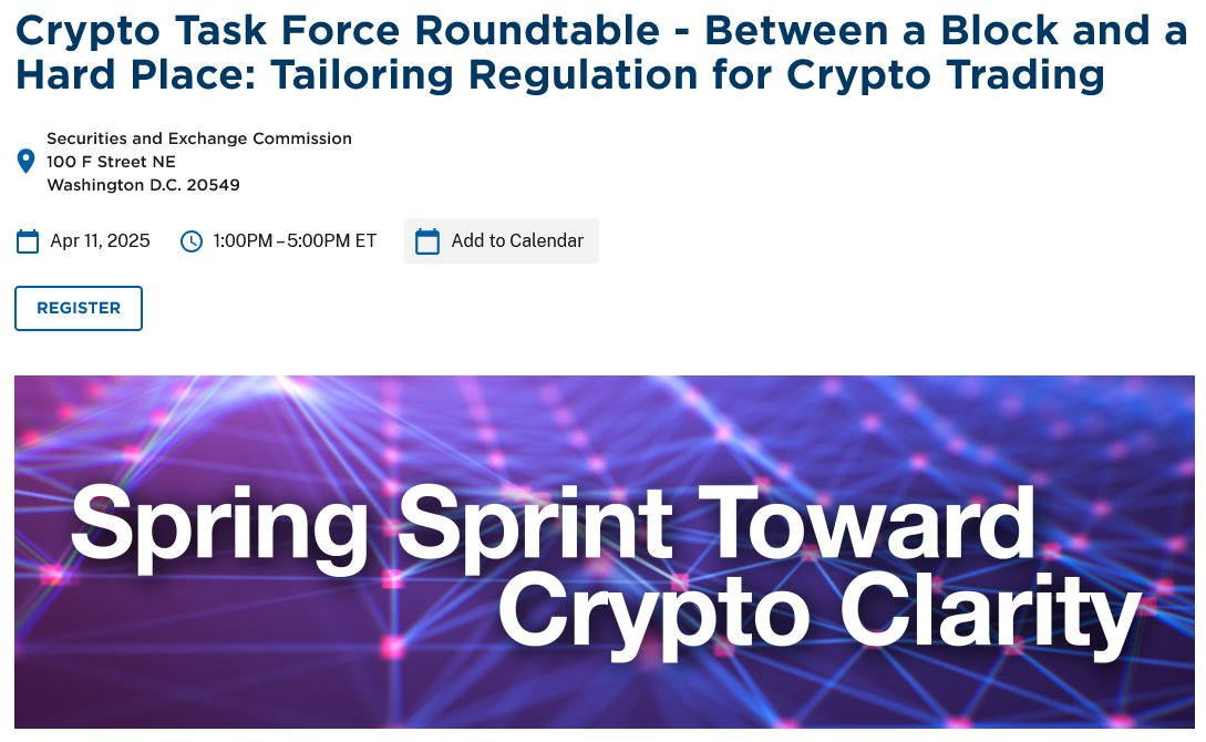 JUST IN: 🇺🇸 SEC to host roundtable on crypto trading this Friday, featuring Coinbase, Uniswap reps, and more.
