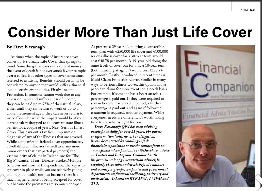 Latest magazine article explains the “living benefits” that you should know about #LouthChat #MakeTheTime