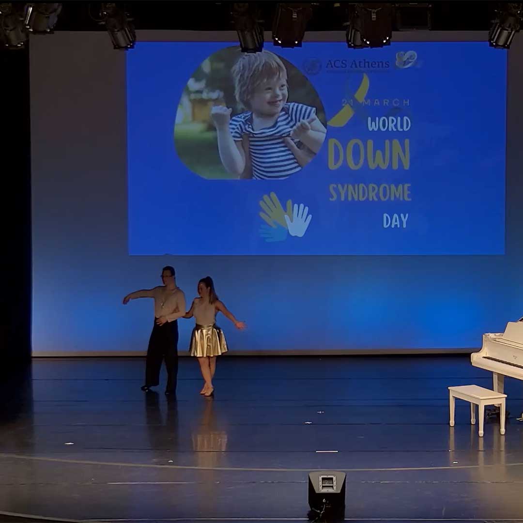 acsathens's tweet photo. 🔹 ACS Athens MS students gathered for a powerful assembly on Down Syndrome Awareness following #WorldDownSyndromeDay (March 21). 💙💛 
We welcomed Iliachtida for a special presentation &amp; student performances! 
#ACSAthens #Empathy https://t.co/s0XpGKMduW