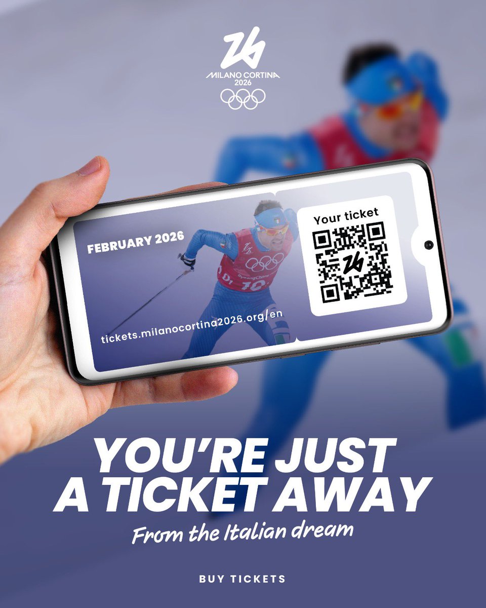 Milano Cortina 2026 (@milanocortina26) on Twitter photo 🎟️ TICKETS! TICKETS! TICKETS! 🎟️
General ticket sales for the Olympic Games are now open!
Nothing beats being there.
Your once-in-a-lifetime experience at Milano Cortina 2026 is just one click away!
👉🏻 shorturl.at/aX8To 👈🏻
#MilanoCortina2026 #Olympics
<a href="/Olympics/">The Olympic Games</a> 🎟️ TICKETS! TICKETS! TICKETS! 🎟️
General ticket sales for the Olympic Games are now open!
Nothing beats being there.
Your once-in-a-lifetime experience at Milano Cortina 2026 is just one click away!
👉🏻 shorturl.at/aX8To 👈🏻
#MilanoCortina2026 #Olympics
<a href="/Olympics/">The Olympic Games</a>