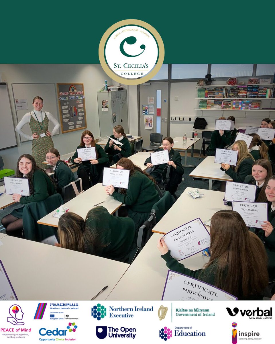 VerbalArtsDerry's tweet image. Another week, another PEACE of Mind pilot complete ✅ 

Last week, our project trainer Tia wrapped up an amazing journey with the Year 10s at @StCeciliasDerry
—building resilience, exploring wellbeing &amp;amp;  sharing stories. 

@SEUPB

#PEACEofMind #VerbalWellbeing #BuildingResilience