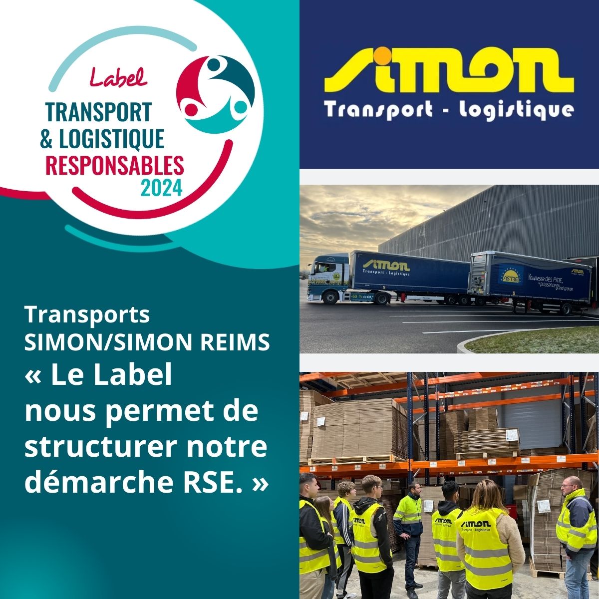 🟢 TRANSPORTS SIMON : « Le Label nous permet de structurer notre démarche RSE et d’acquérir une reconnaissance dans notre secteur »

Avec deux labellisations à son actif, en 2023 et 2024, l'entreprise est pleinement engagée dans la démarche du Label.

👉 bit.ly/4jmUbbW