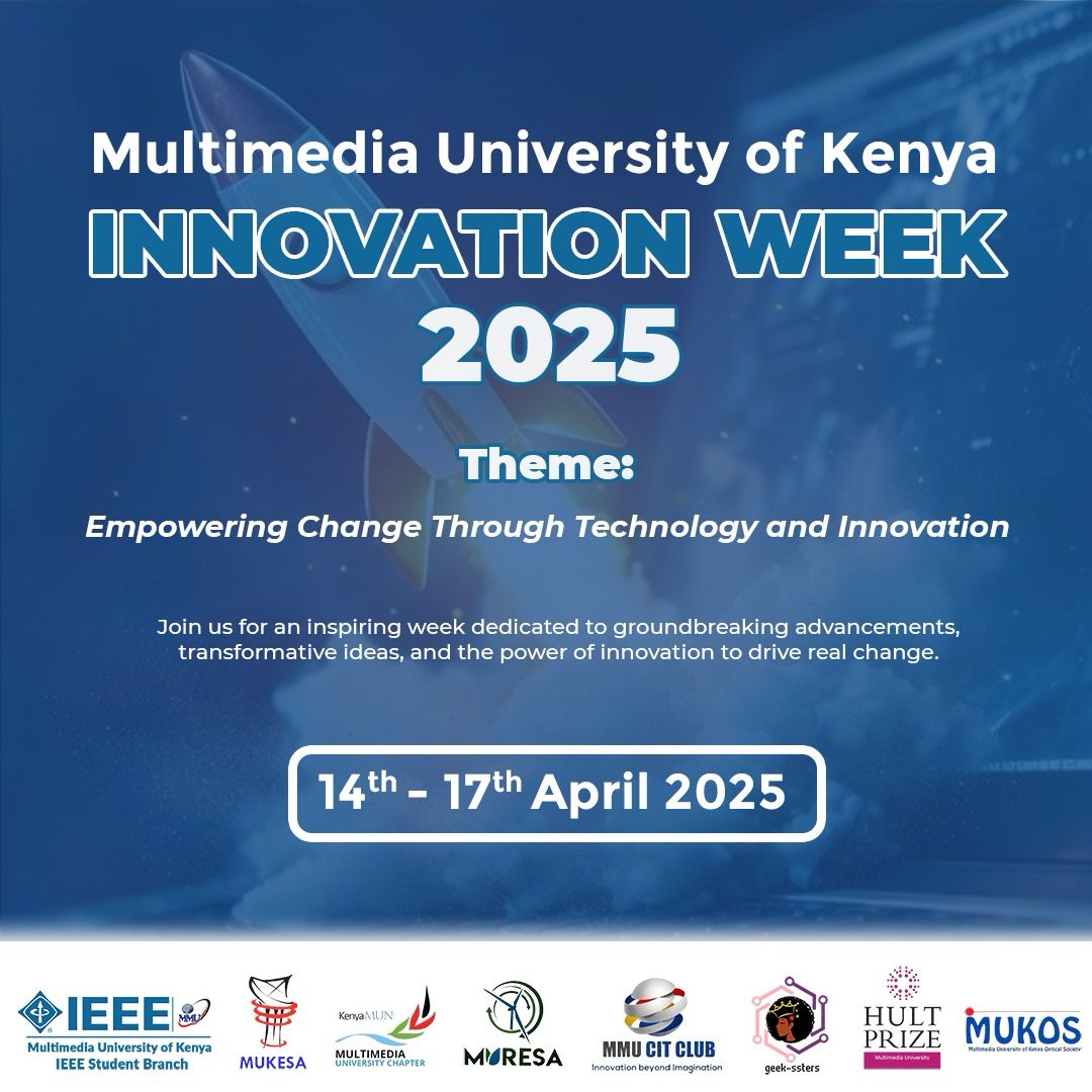 Wadau na wadaudettes 😎 
Get ready for Innovation Week 2025 at Multimedia University of Kenya!
Dates: 14th – 17th April 2025
Theme: Empowering Change Through Technology and Innovation
Visit: …vation-week-production.up.railway.app

Let’s innovate, inspire, and lead change together!