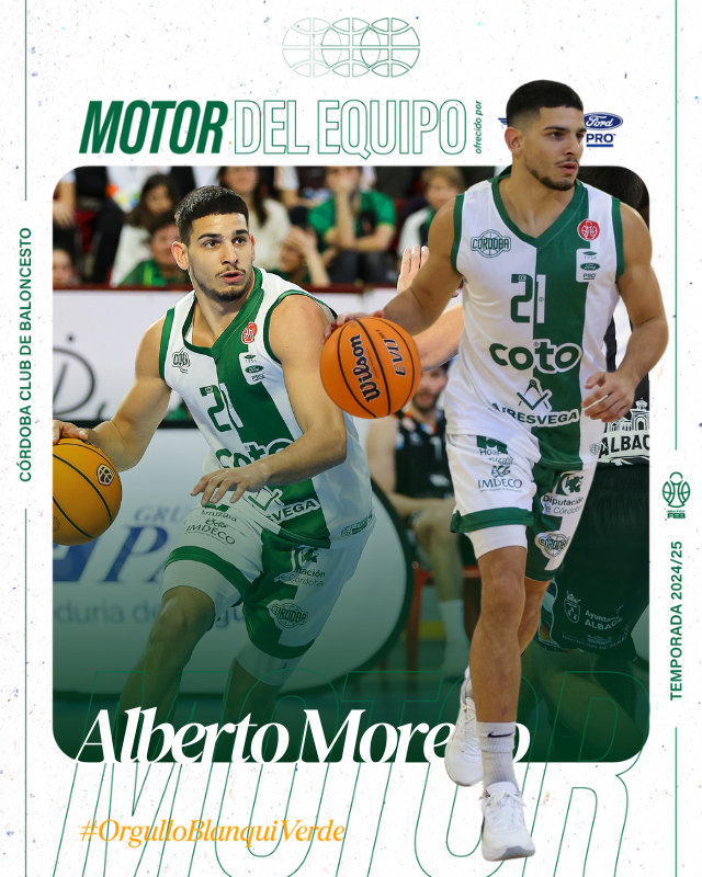 🏎 Desde Canarias, con flow y energía imparable… Alberto Moreno Trujillo, es el Motor del equipo de la jornada 24 🏀 ¡18 pts, 4 reb, 2 ast, 3 robos y 17 de valoración! 💪 #CotoCórdobaCB #GanamosJuntos | Patrocina: <a href="/tysaford/">TYSA Ford</a>