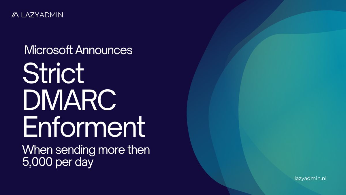 LazyAdmin's tweet image. Starting May 5, Outlook will route non-compliant messages to Junk if you lack proper SPF, DKIM & DMARC authentication.
Eventually, they might be rejected entirely.
Is your domain ready? Here's what you need to know before it's too late.
lazyadmin.nl/office-365/mic…