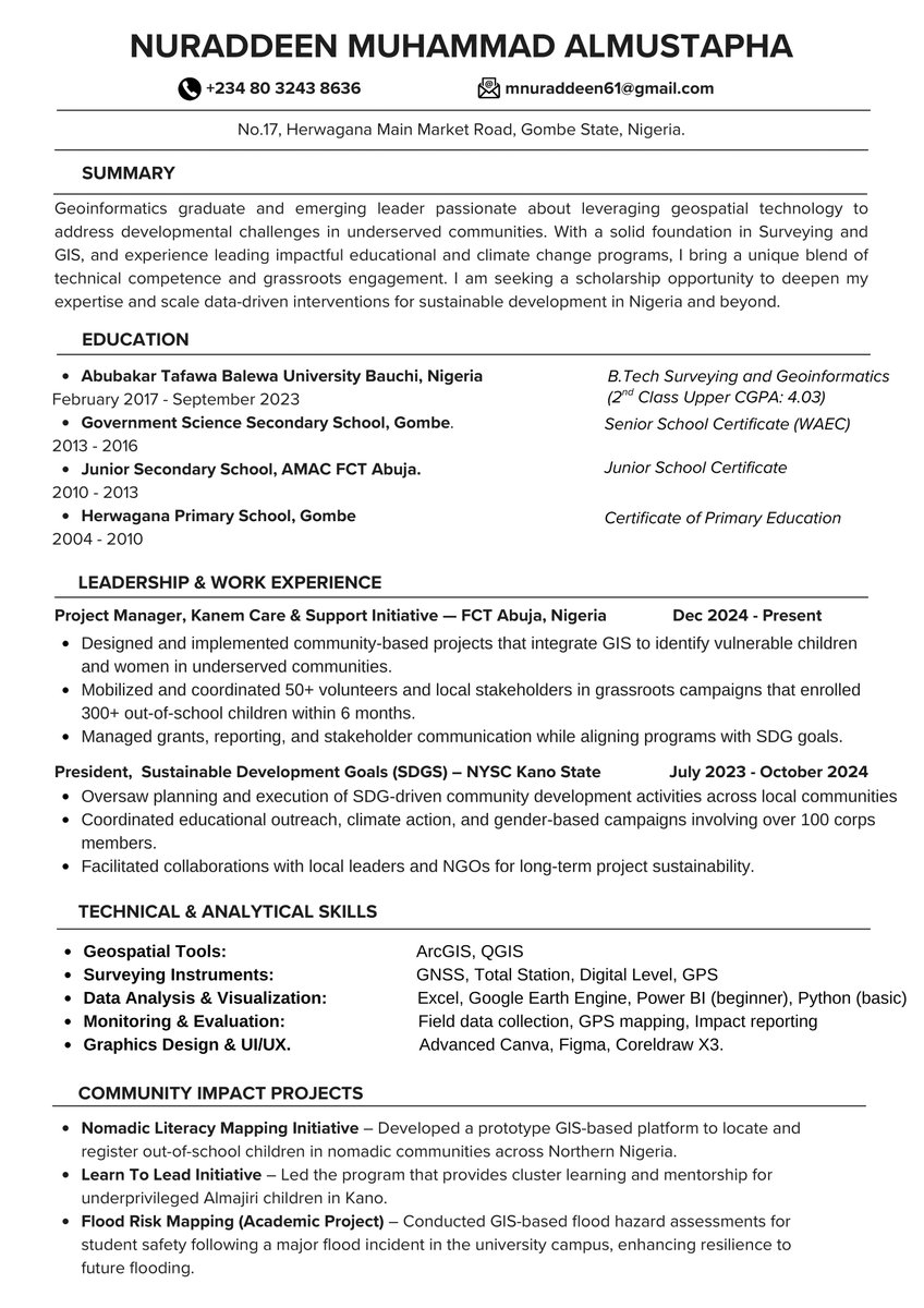 mn_almustapha's tweet photo. CV Sample for scholarship application. https://t.co/9kfZOAQ1tJ