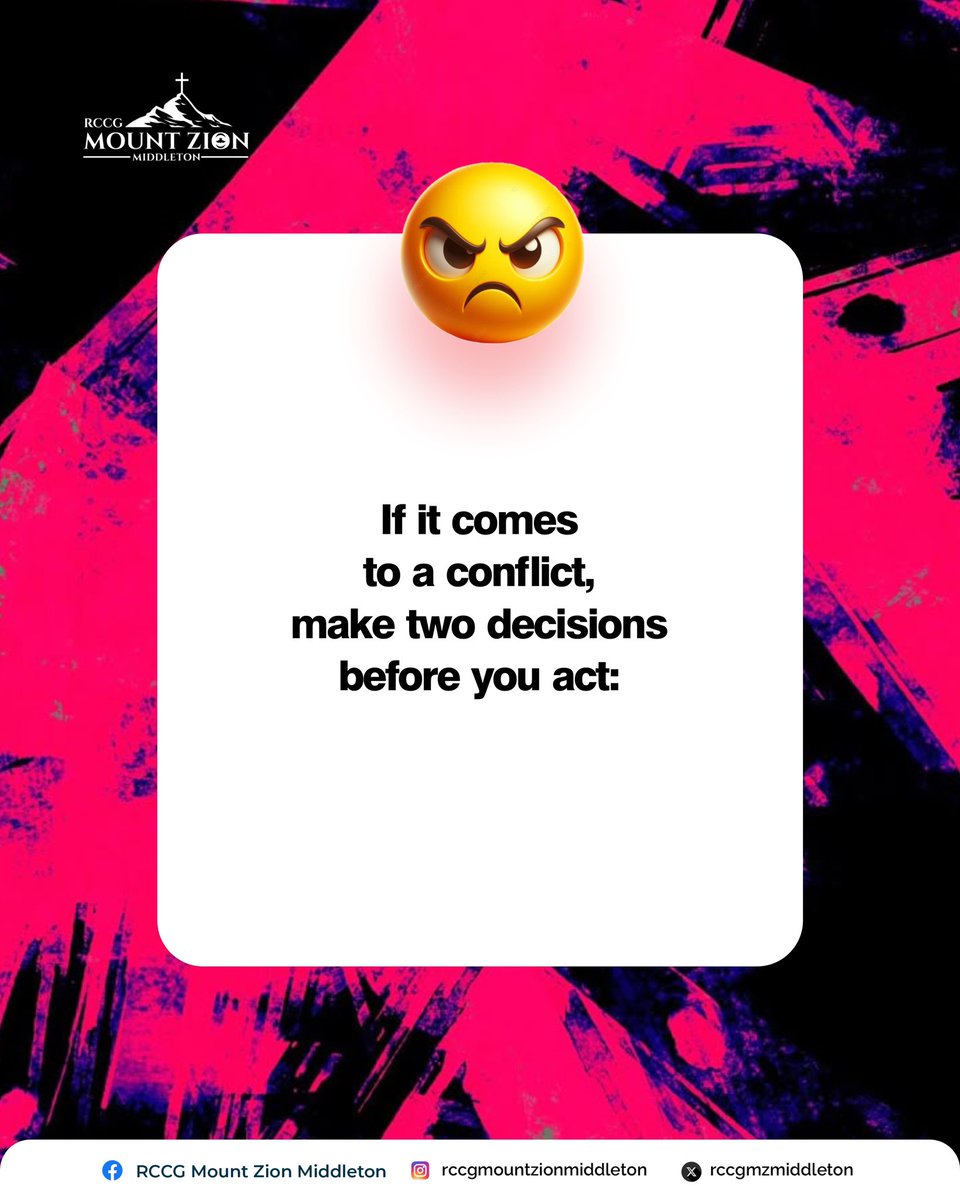 RCCGMZMiddleton's tweet image. If it comes to a conflict, make two decisions before you act:
1️⃣Find out where God stands.
2️⃣Choose to stand with God.

#FaithFirst #StandWithGod #DivineGuidance #TrustInHim"